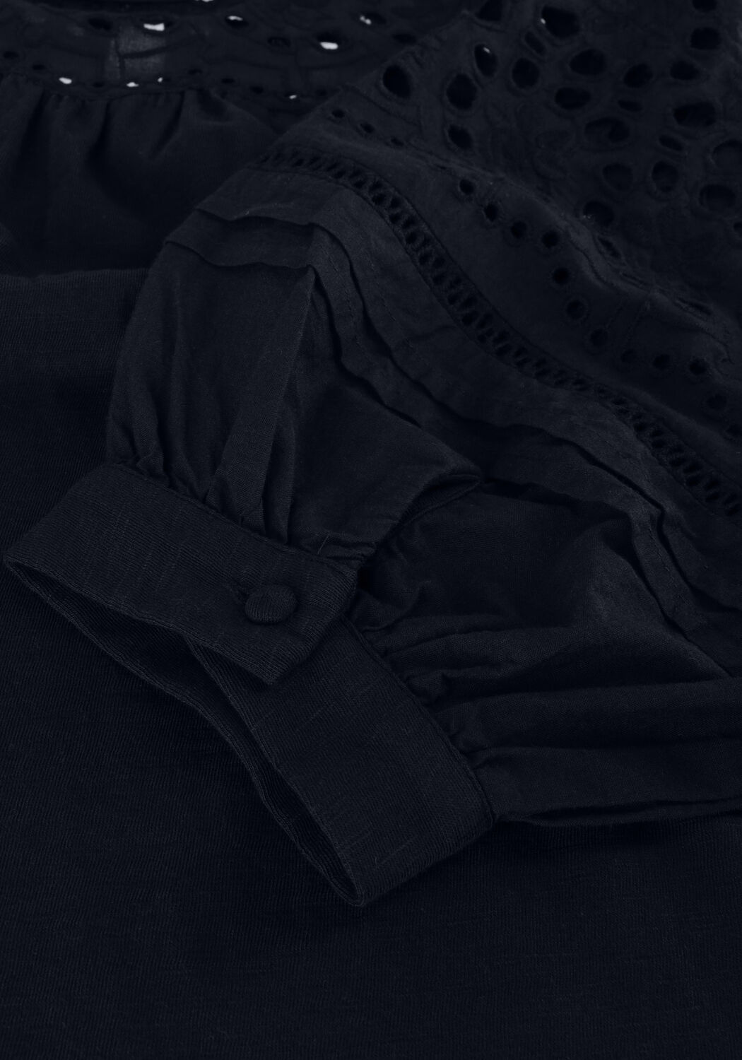 Dunkelblau RUBY TUESDAY Top SALINA HALF SLEEVES BLOUSE WITH RUFFLE NECK AND EMBRO DETAILS - large