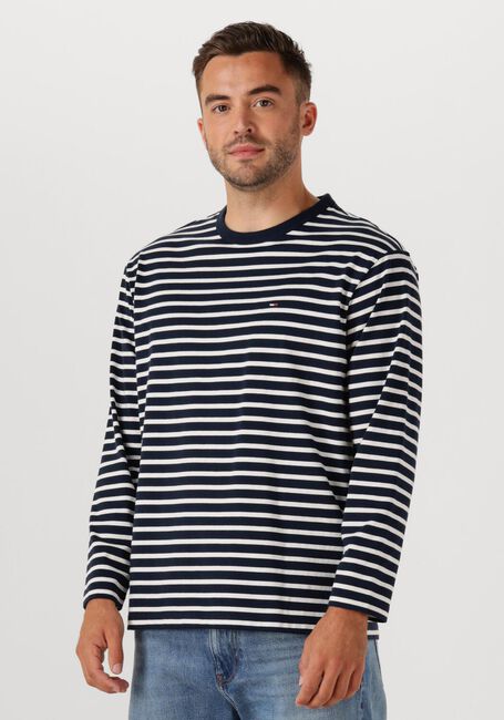 Blaue TOMMY JEANS Polos & T-Shirts TJM REG SFLAG BRETON STRIPE LS - large