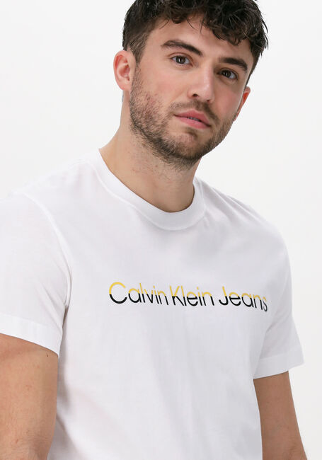 Weiße CALVIN KLEIN T-shirt MIXED INSTITUTIONAL TEE - large