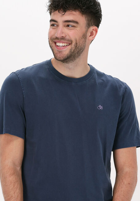 Dunkelblau SCOTCH & SODA T-shirt GARMENT-DYED CREWNECK TEE WITH EMBROIDERY LOGO - large