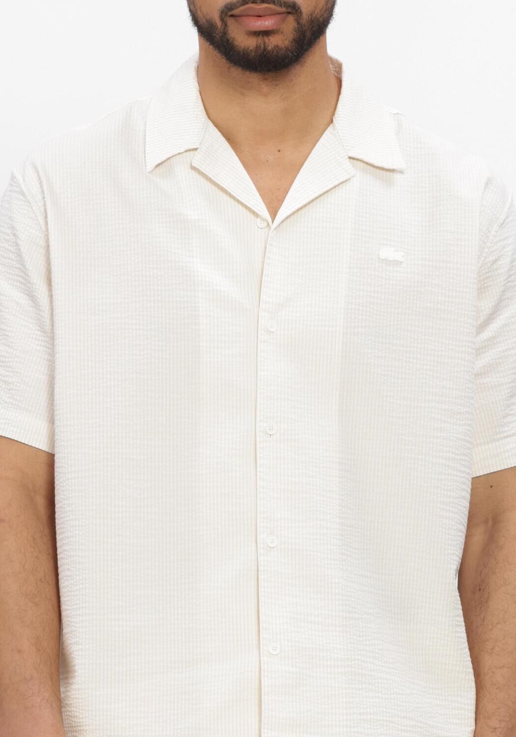 Ecru LACOSTE Casual-Oberhemd RELAXED FIT WAFFLE TEXTURE SHIRT - large