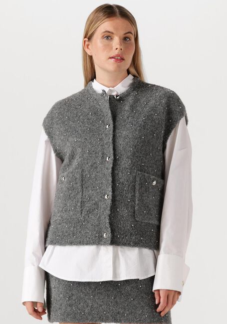 Graue STUDIO AR Strickjacke IDONY STUDS BOUCLE KNIT - large