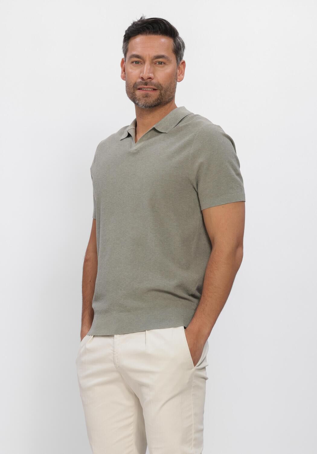 Gr&uuml;ne PROFUOMO Polo-Shirt POLO OPEN COLLAR LUXURY BASIC - large