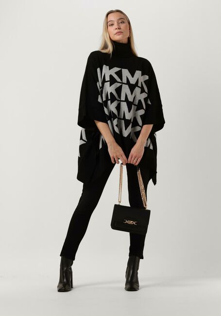 Schwarze MICHAEL KORS Rollkragenpullover OVERSIZE MK LOGO PONCHO - large