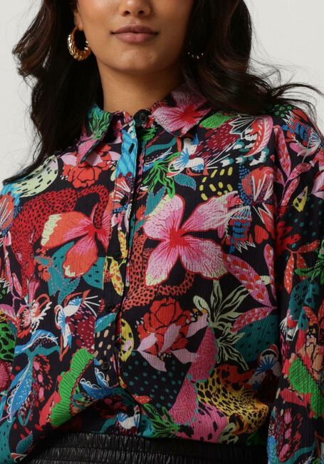 Mehrfarbige/Bunte ALIX THE LABEL Blusen LADIES WOVEN WILD PRINT CRINKLE BLOUSE - large