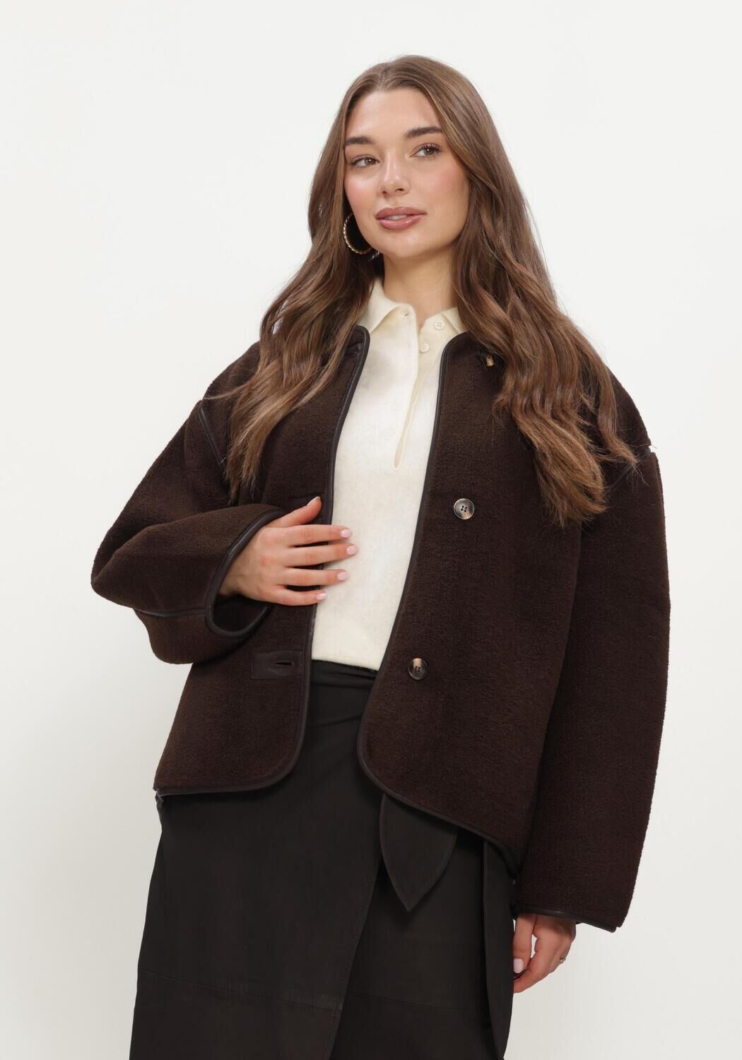 Braune LINA LOCCHI Teddy-Jacke LL-BABET - large