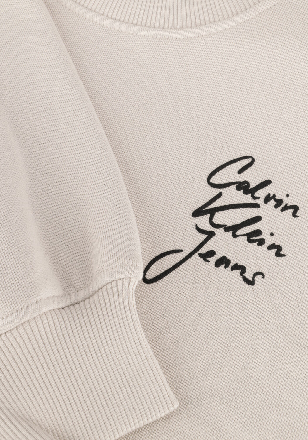 Beige CALVIN KLEIN Sweatshirt SCRIPT INSTITUTIONAL CREWNECK - large