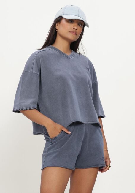 Blaue ALIX THE LABEL Tops & T-shirts LADIES KNITTED CUT SEAM SWEAT T-SHIRT - large