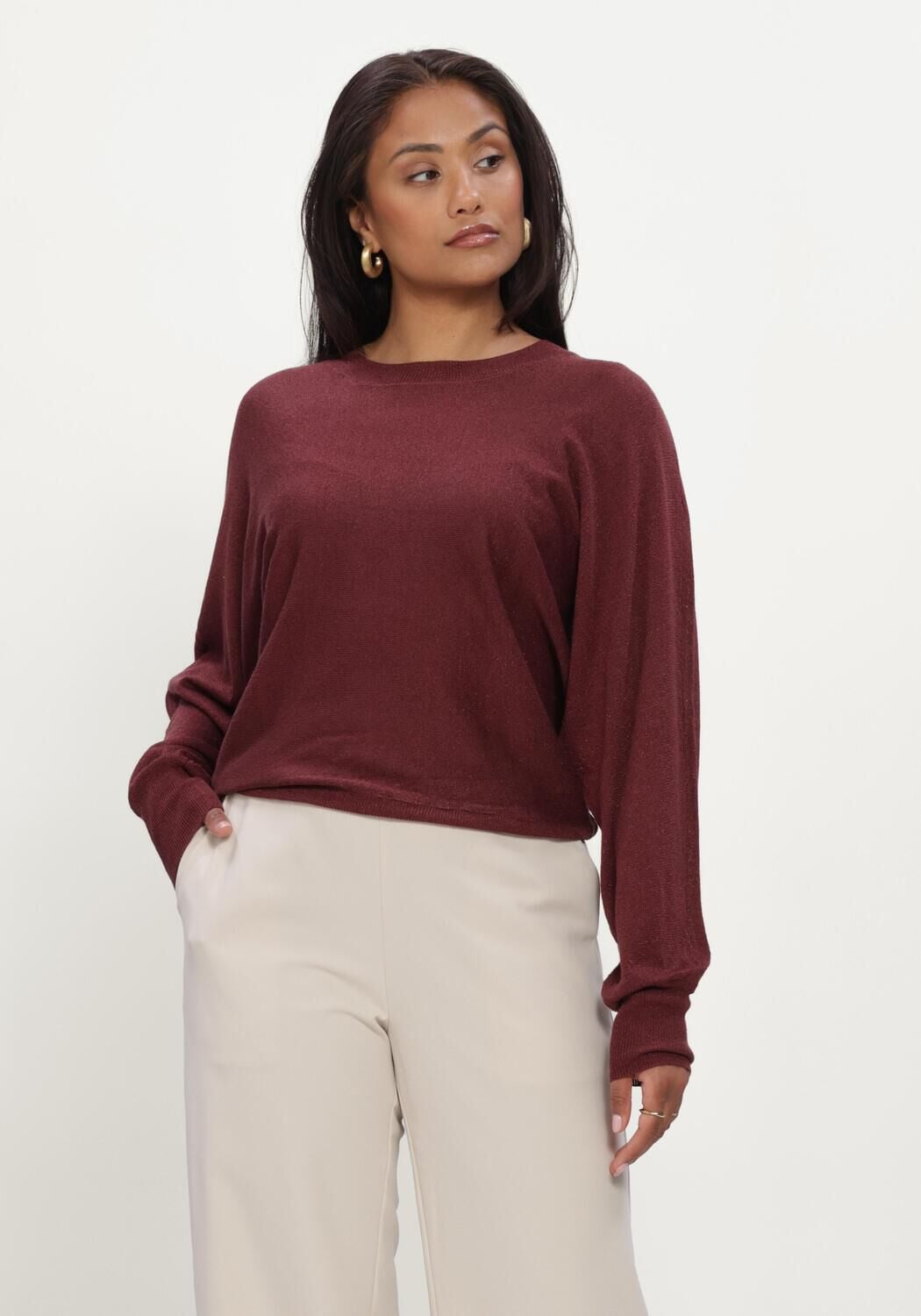 Bordeaux MINUS Pullover MSDANA METALLIC BAT SLEEVE PULLOVER - large