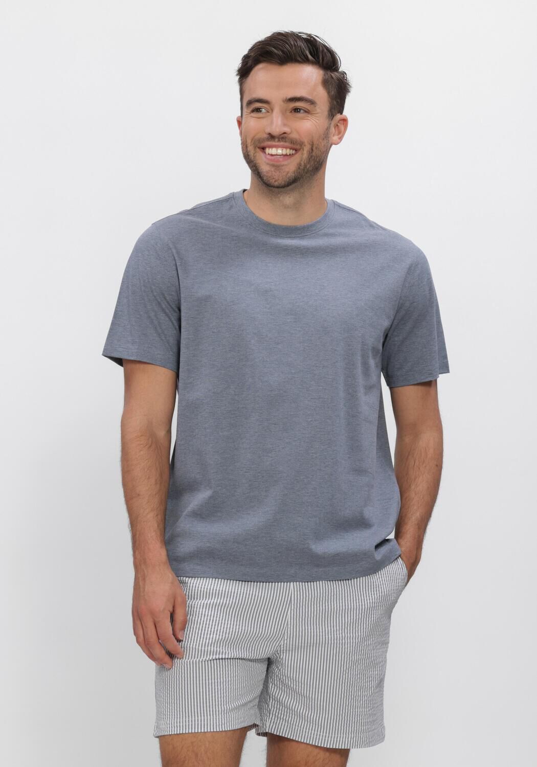 Blaue PROFUOMO T-shirt T-SHIRT CREW NECK MERCERIZED STRETCH PIQUE - large