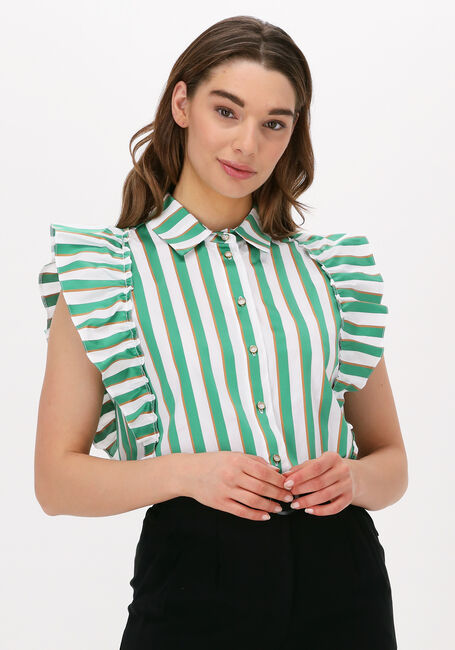 Grüne ACCESS Bluse STRIPED SHIRT WITH RUFFLE SLEEVES - large