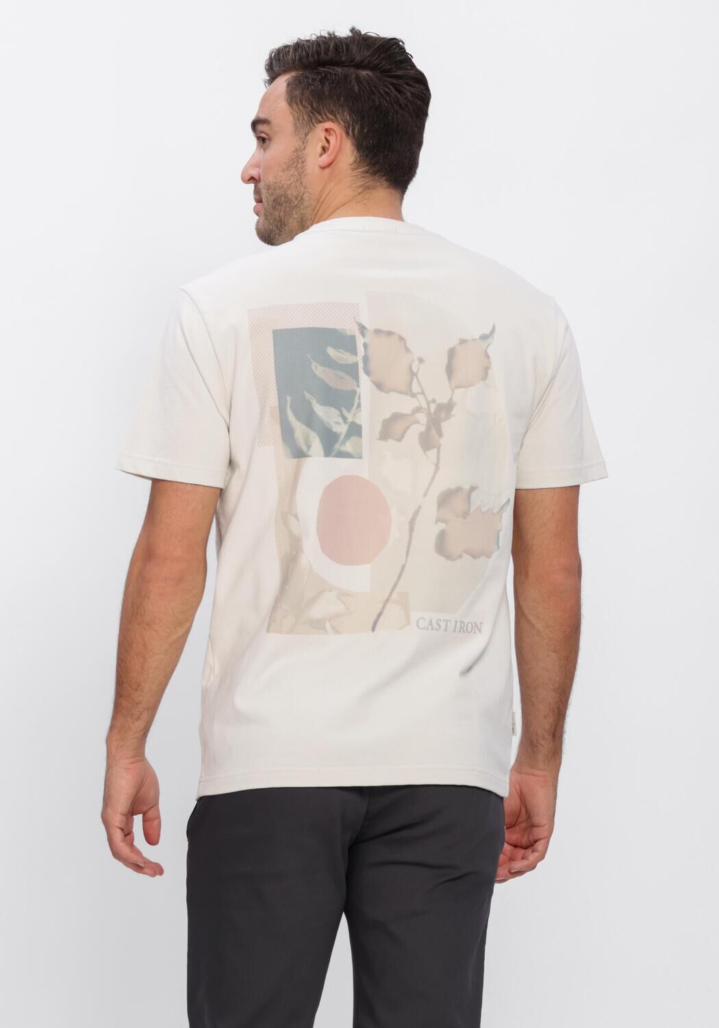 Beige CAST IRON T-shirt RELAXED FIT PEACHED JERSEY - large