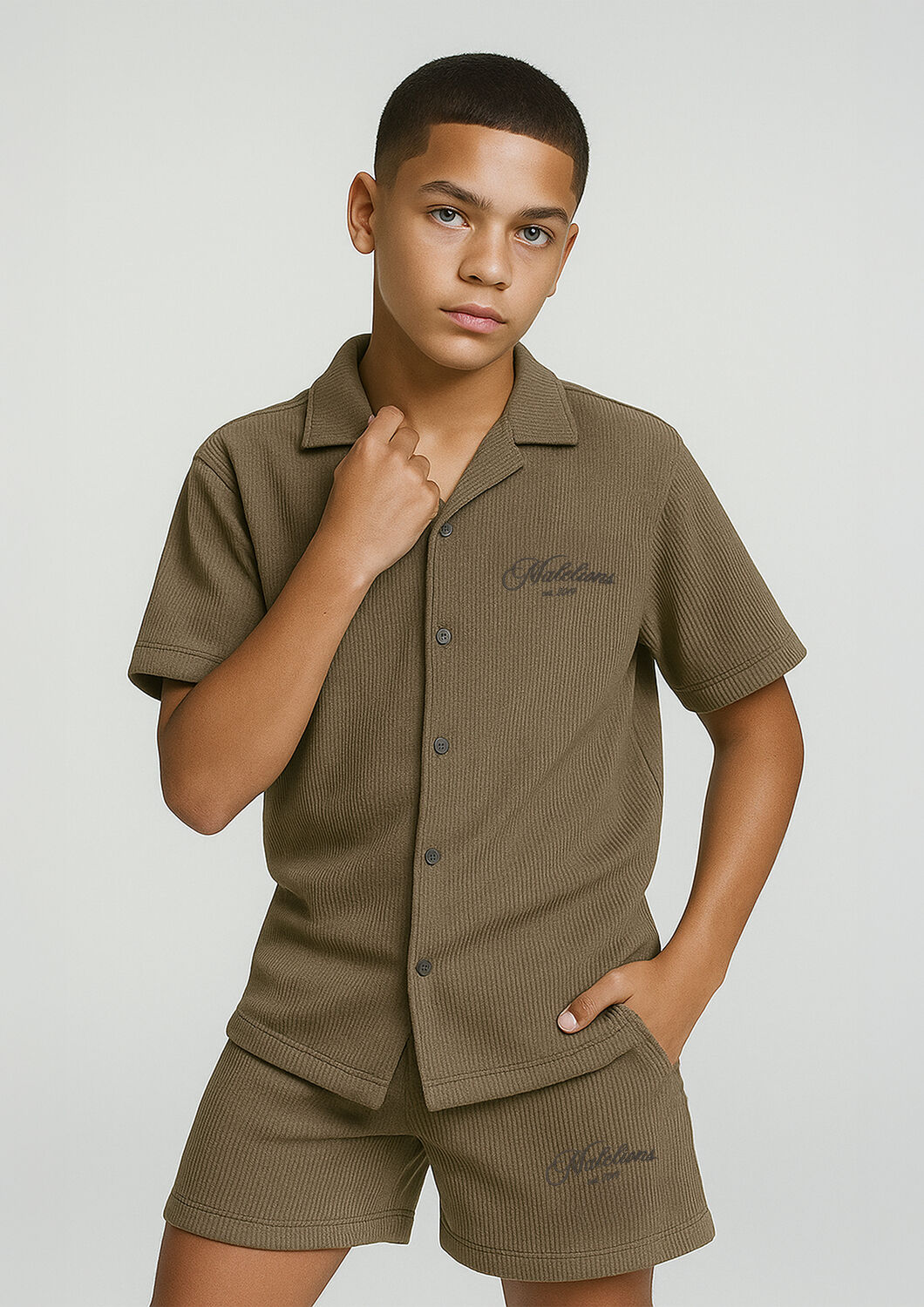 Gr&uuml;ne MALELIONS Casual-Oberhemd RIBBED SCRIPT SHIRT - large