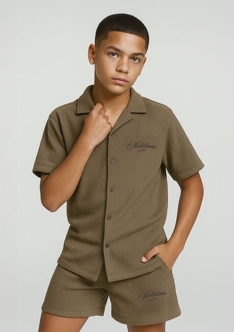 Gr&uuml;ne MALELIONS Casual-Oberhemd RIBBED SCRIPT SHIRT - large