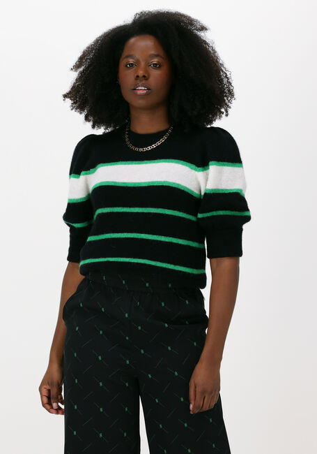 Schwarze GESTUZ Pullover ALPHA SS STRIPED PULLOVER - large