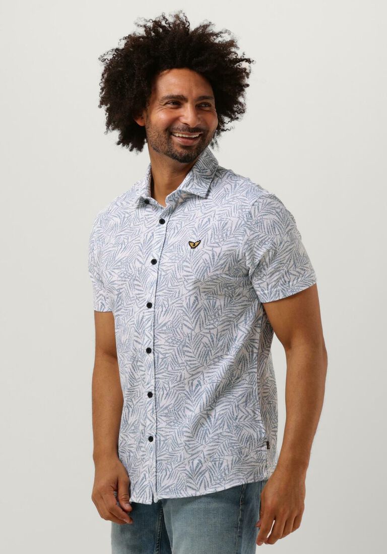 hellblau pme legend casual-oberhemd short sleeve shirt print on pique jersey