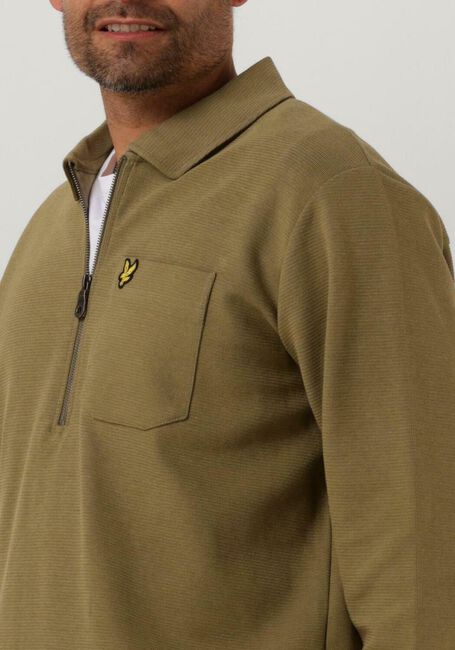 Olive LYLE & SCOTT Sweatshirt CREST TEXTURED QUARTER ZIP - large