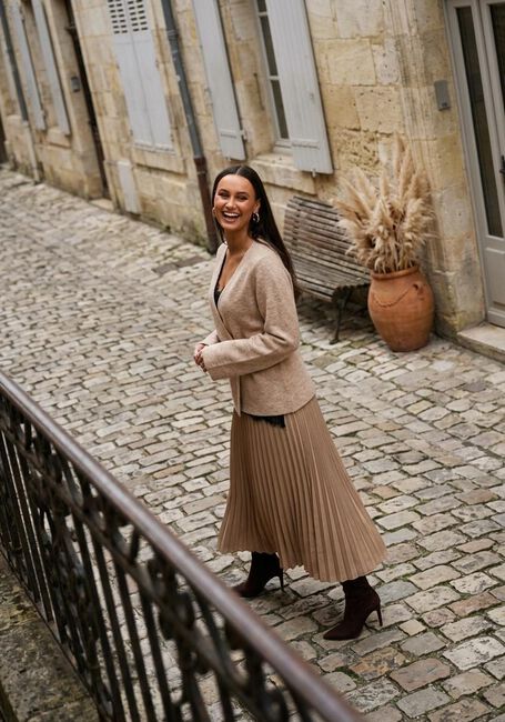 Beige NEO NOIR Pullover MARIE LOUISE KNIT CARDIGAN - large