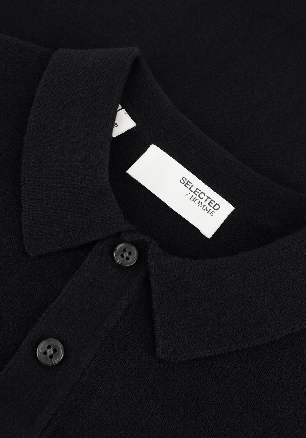 Schwarze SELECTED MEN Pullover SLHREG-DAN KNIT LS POLO O - large