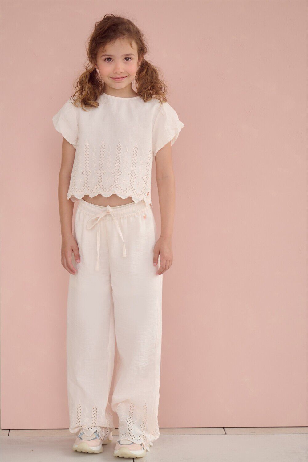 Hell-Pink NONO Lange Hosen SUNET PANTS WITH EMBROIDERED BORDERS - large