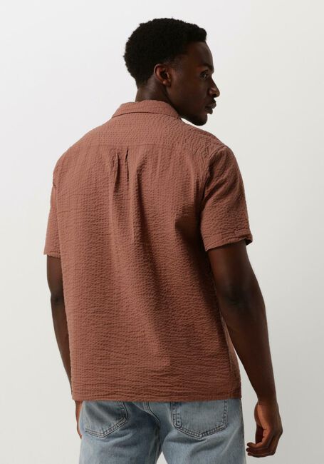 Cognacfarbene ANERKJENDT Casual-Oberhemd AKLEO S/S SEERSUCKER SHIRT - large