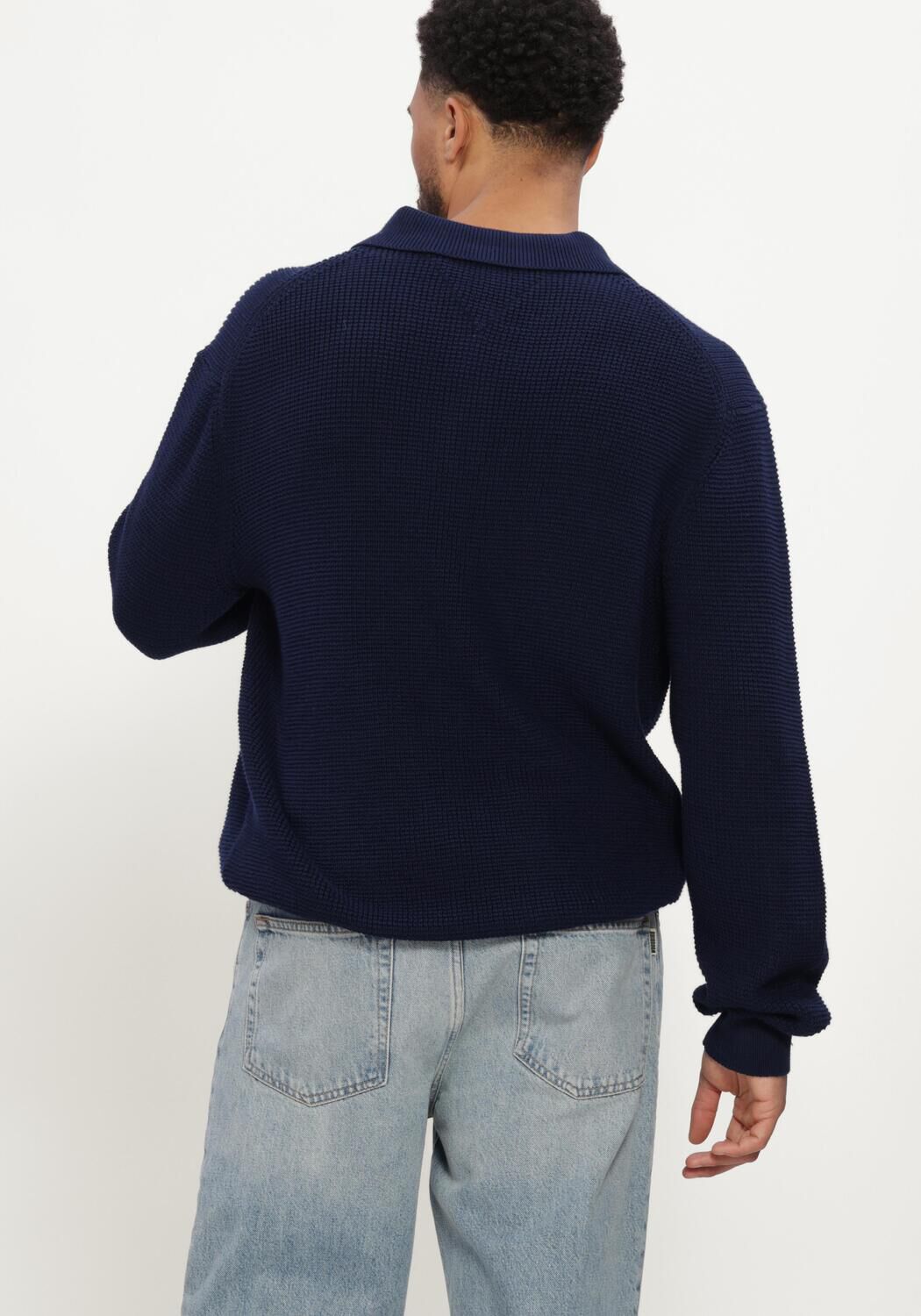 Dunkelblau TOMMY HILFIGER Pullover WAFFLE STRUCTURE RUGBY - large