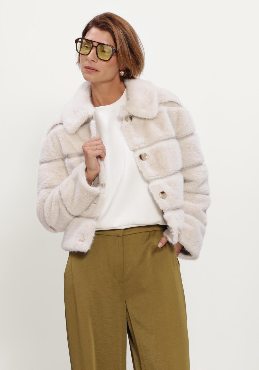 Creme BEAUMONT Fake-Fur-Jack ELSIE JACKET - large