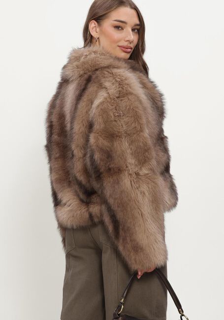 Braune REFINED DEPARTMENT Fake-Fur-Jack LADIES WOVEN FAUX FUR JACKET LUKA - large