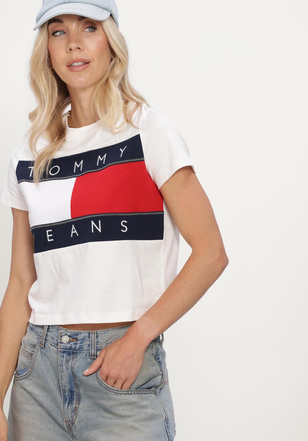 Wei&szlig;e TOMMY JEANS T-shirt TJW REG FLAG SS TEE EXT - large