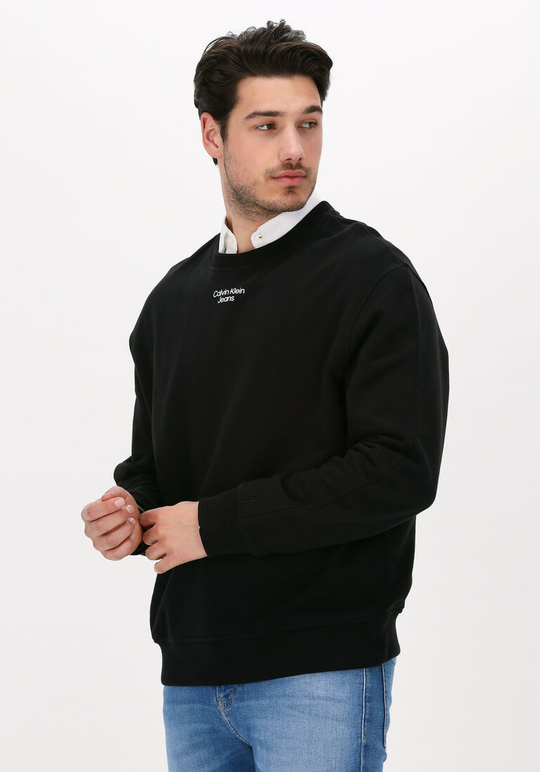 schwarze calvin klein sweatshirt stacked logo crew neck