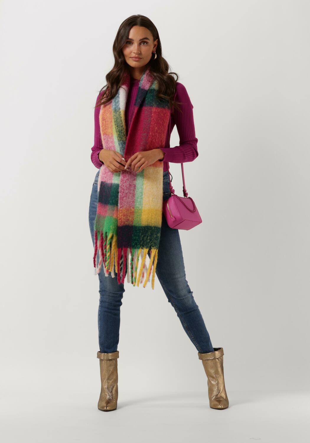 Mehrfarbige/Bunte LIU JO Schal CHECK SCARF - large