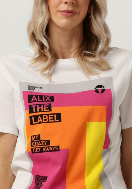 Weiße ALIX THE LABEL T-shirt LADIES KNITTED GRAPHIC T-SHIRT - large