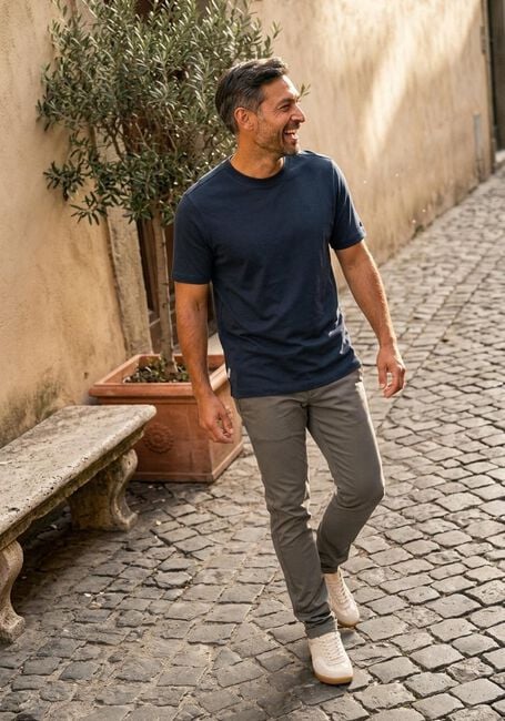 Dunkelblau CAST IRON T-shirt REGULAR FIT INTERLOCK - large