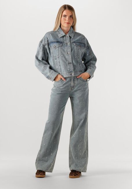 Blaue ALIX THE LABEL Straight leg jeans LADIES WOVEN EMBELLISHED DENIM PANTS - large