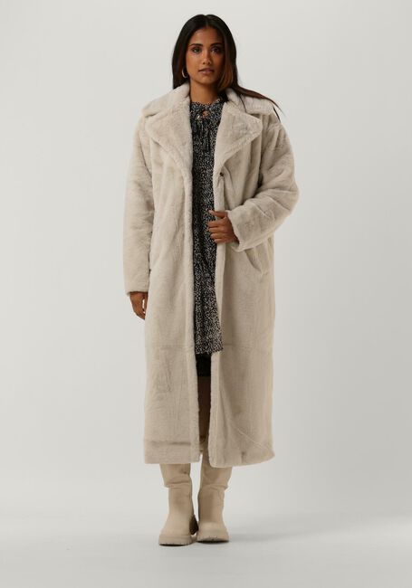 Ecru NOTRE-V Fake-Fur-Jack FUR LONG COAT - large