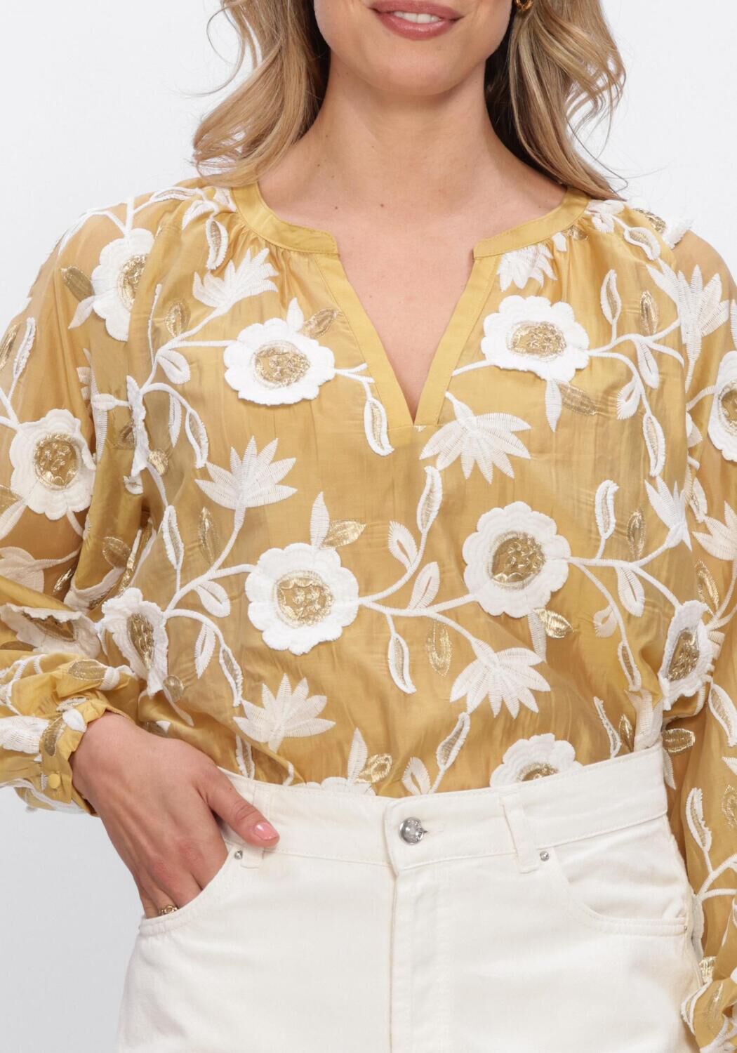 Goldfarbene AAIKO Blusen ALANZA 3D TEN 518 - large