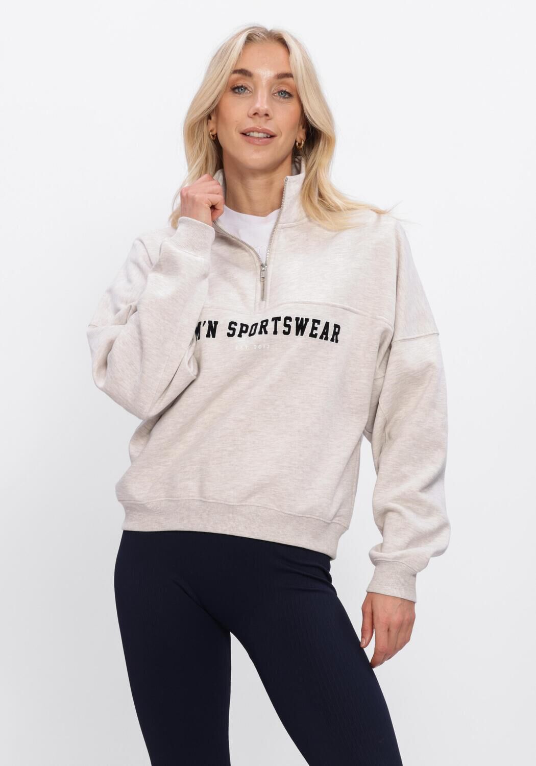 Beige AIM'N Pullover VARSITY SWEAT HALF ZIP - large