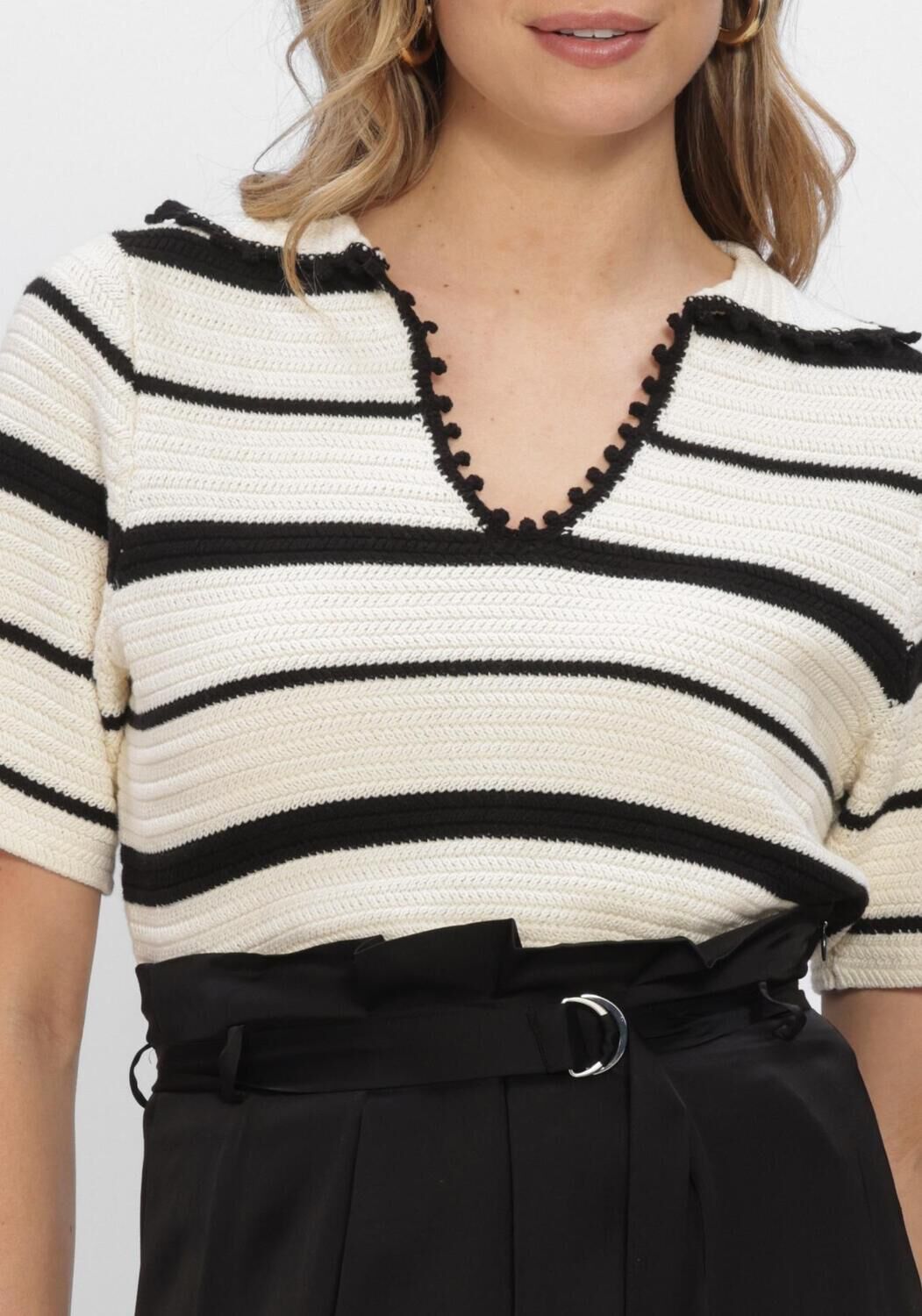 Mehrfarbige/Bunte SECOND FEMALE Tops & T-shirts SUSI KNIT COLLAR - large