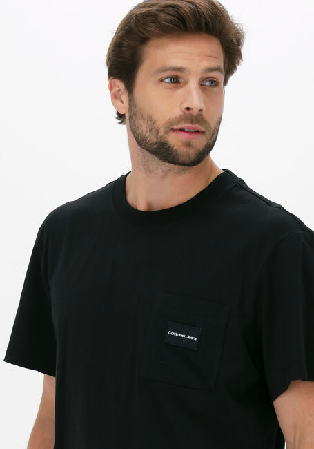 Schwarze CALVIN KLEIN T-shirt MIX MEDIA MESH POCKET TEE - large