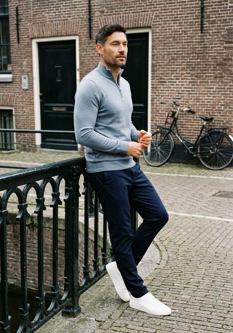 Dunkelblau PROFUOMO Pullover PULLOVER HALF ZIP MERINO - large