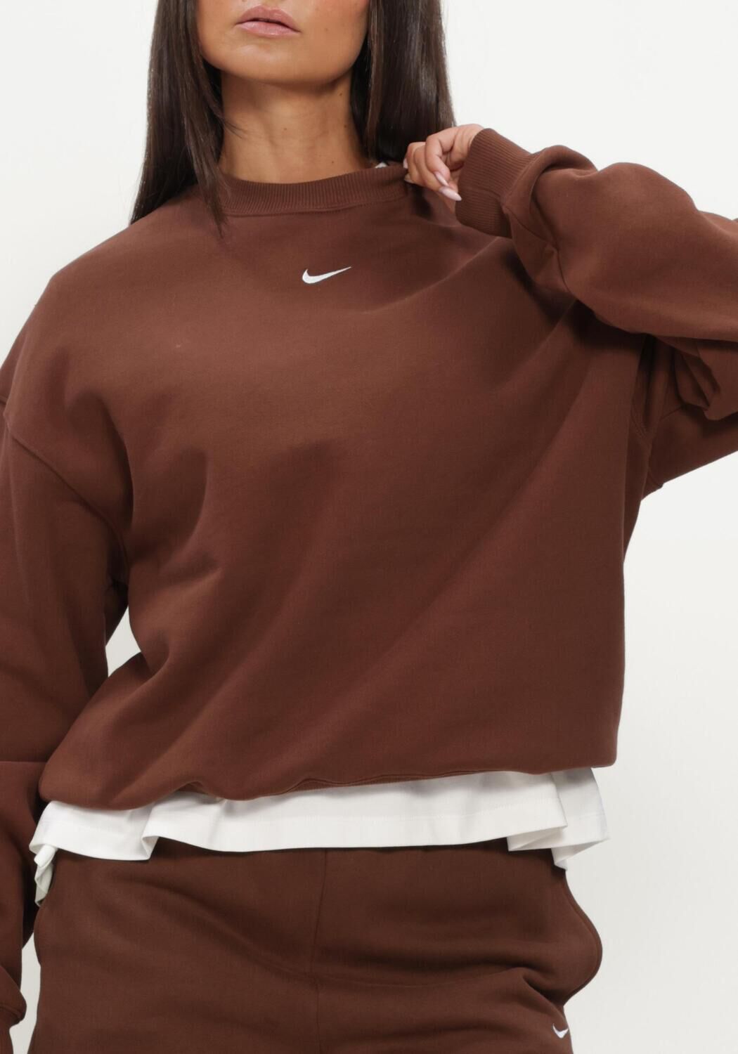 Braune NIKE Sweatshirt NIKE STUDIO FLEECE MIDDELZWAAR - large