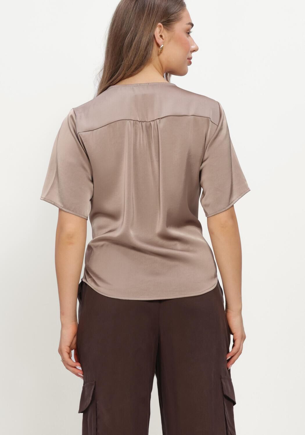 Taupe NEO NOIR Blusen CASADIA HEAVY SATEEN BLOUSE - large