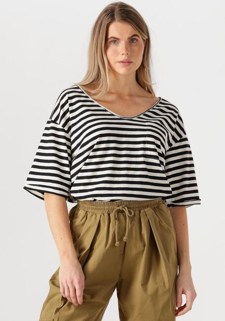 Weiße PENN & INK Top T-SHIRT STRIPE - large