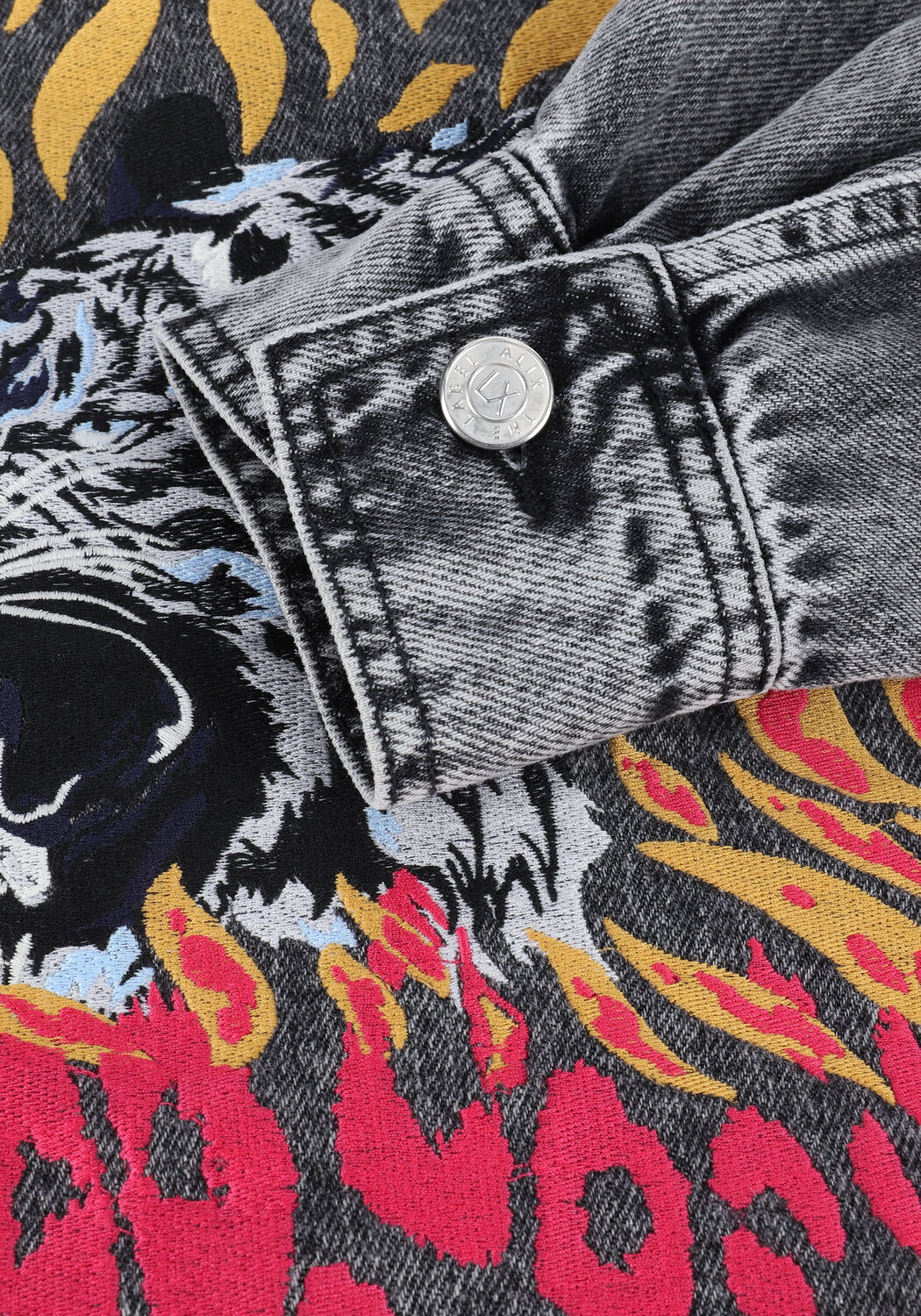 Graue ALIX THE LABEL Jeansjacke EMBROIDERD DENIM WAISTCOAT 321 - large