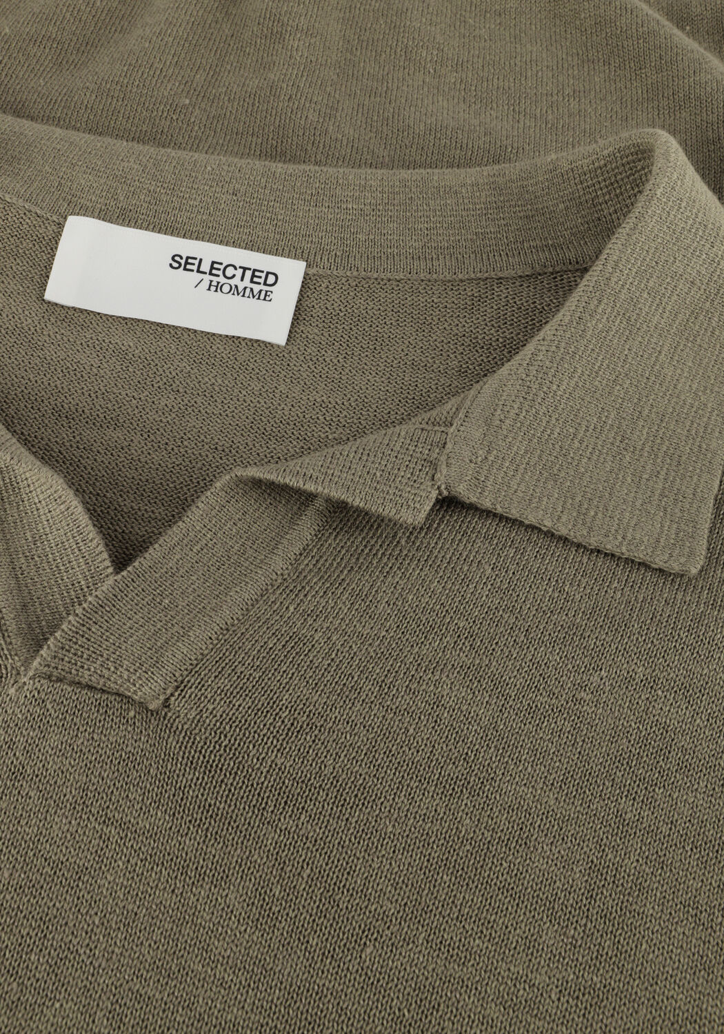 Olive SELECTED MEN Polo-Shirt SLHMATTIS SS KNIT SUN OPEN POLO NOOS - large