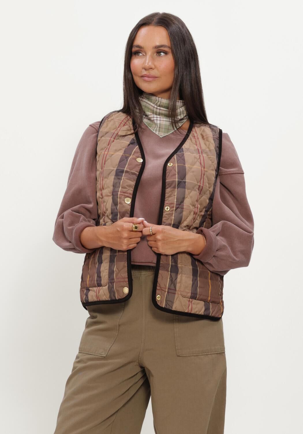 Mehrfarbige/Bunte BARBOUR Bodywarmer REIMAGINED ICONS REVERSIBLE TARTAN QUILTED LINER - large