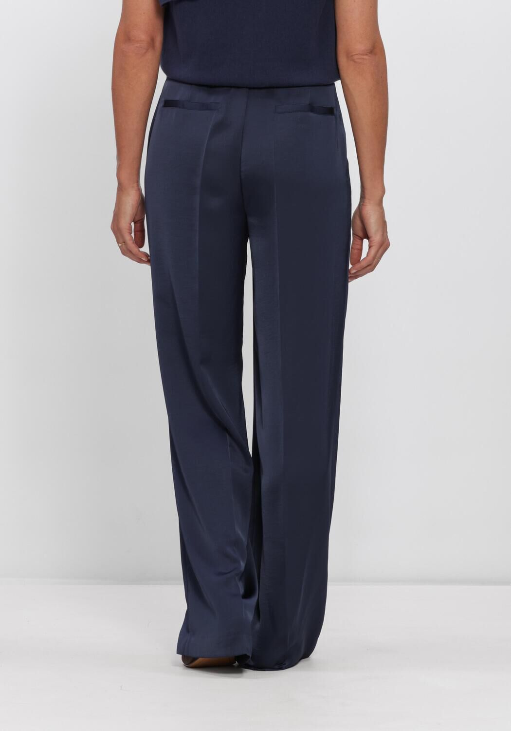 Dunkelblau DANTE6 Weite Hose JULES SATIN SMART PANTS - large
