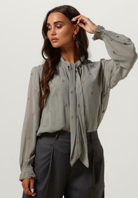 Graue SCOTCH & SODA Blusen EMBROIDERED TOP WITH TIE NECK - large