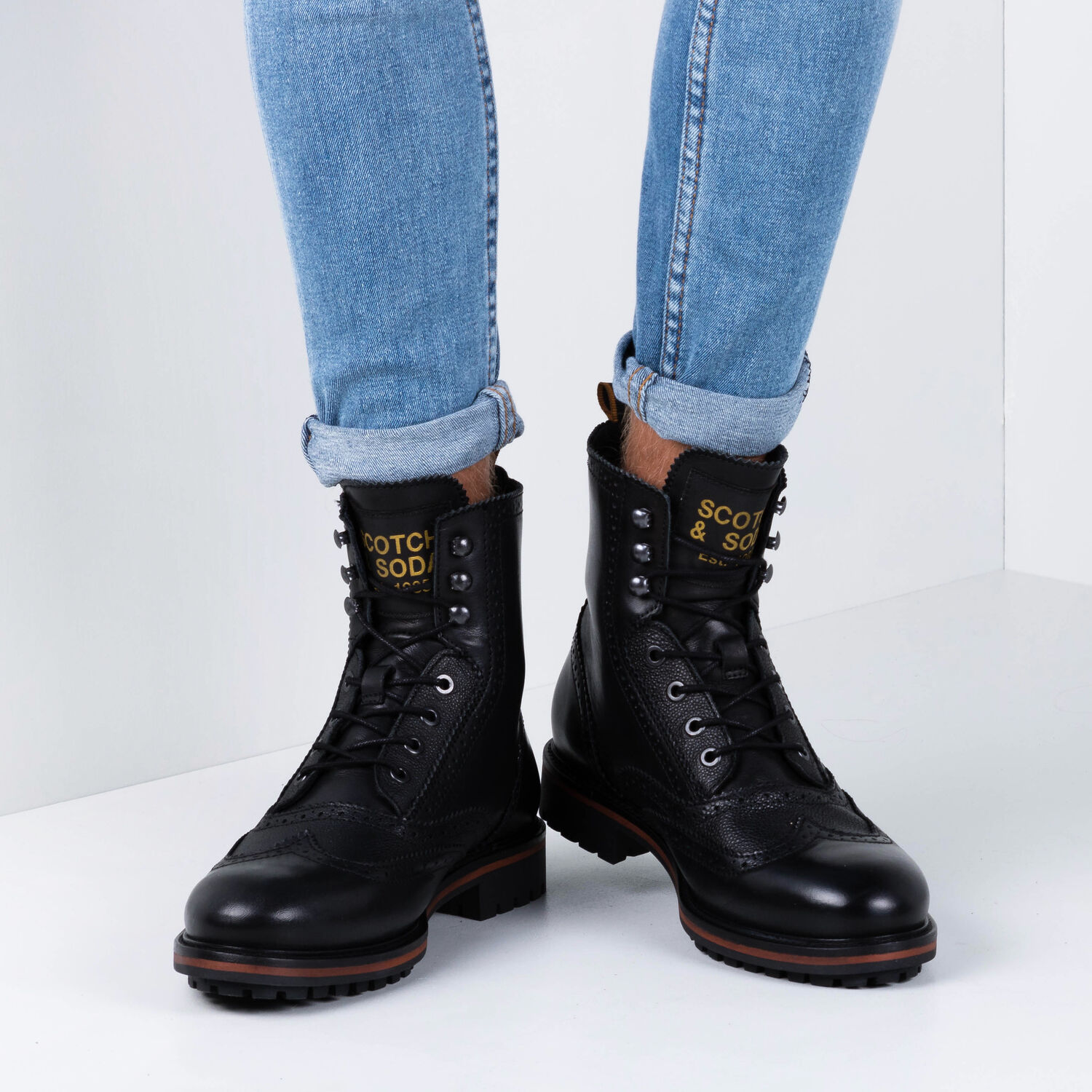 Schwarze SCOTCH & SODA Schn&uuml;rboots BORREL - large