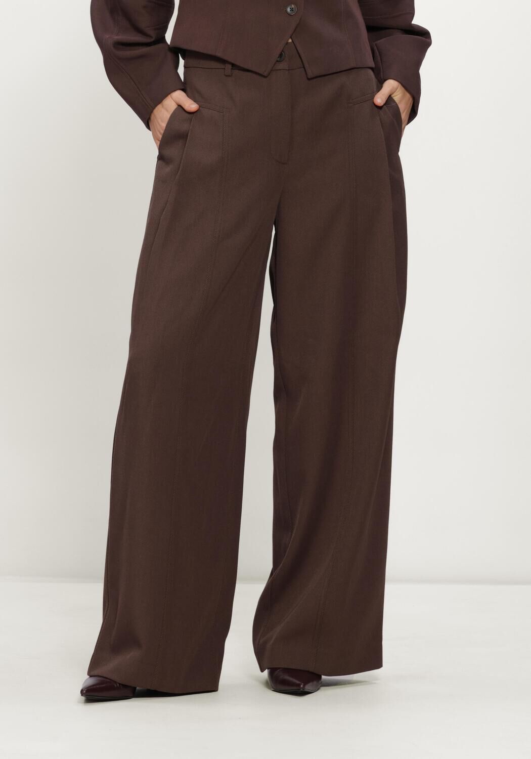Braune MSCH COPENHAGEN Weite Hose MSCHLAURETTA HW PANTS - large